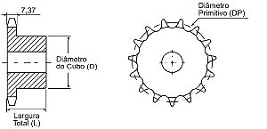 Engrenagem Simples DIN 08B 72Z