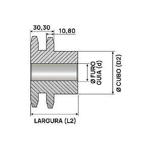 Engrenagem dupla DIN 12B 55Z