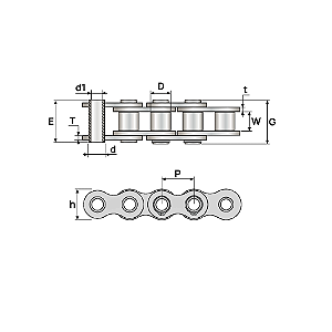 Corrente de Rolo Pino Oco 12B-1HP
