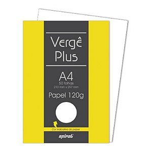 Papel Vergê A-4 120g Branco C/50 Folhas Spiral