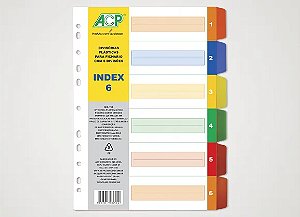 Divisória A-4 Plástica Colorida 6 Projeções ACP 754