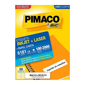 Etiqueta Pimaco InkJet+Laser Branca Carta 6181 C/2000 Etiquetas