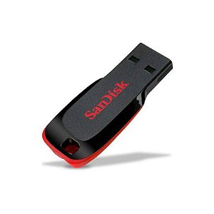 Pen Drive 16GB Sandisk Cruzer Blade Preto e Vermelho