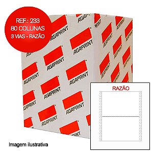 Formulário Agaprint 80 Colunas 3 Vias Razão 233 CX C/2000 JGS