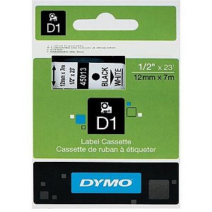 Fita Poliéster D1 Rotulador Dymo LM 12 MM X 7 M Preto/Branco Ref.: 45013