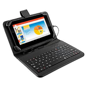 Tablet Multilaser M7S Preto com Teclado e Capa, Quad Core Android 4.4 Kit Kat Câmera 2.0MP Wi-Fi Tela 7 Memória 8GB - NB196