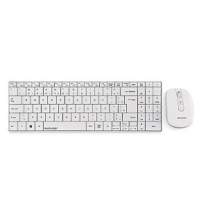 Teclado e Mouse Sem Fio 2.4 Ghz Multilaser Branco USB Slim - TC203