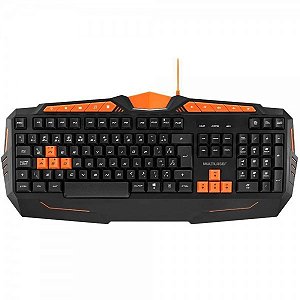 Teclado Gamer Multimídia USB Preto/Laranja Multilaser - TC211