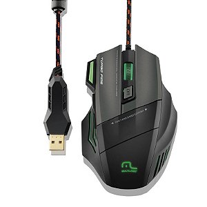 Mouse Multilaser Gamer Profissional Warrior 7 Botões 3200 DPI Preto USB - MO207