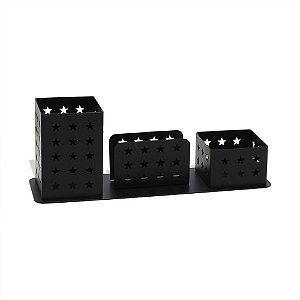 Porta Lápis/Clips/Lembrete Preto Geguton Ref.: 0417