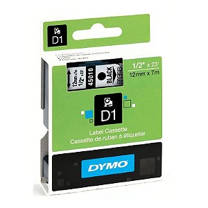 Fita Poliéster D1 Rotulador Dymo LM 12 MM X 7 M Preto/Transparente Ref.: 45010