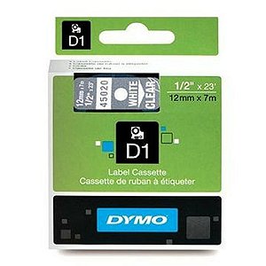 Fita Poliéster D1 Rotulador Dymo LM 12 MM X 7 M Branco/Transparente Ref.: 45020