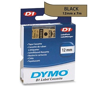 Fita Poliéster D1 Rotulador Dymo LM 12 MM X 7 M Preto/Dourado Ref.: 45023