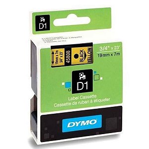 Fita Poliéster D1 Rotulador Dymo LM 19 MM X 7 M Preto/Amarelo Ref.: 45808
