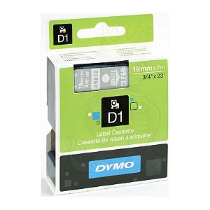 Fita Poliéster D1 Rotulador Dymo LM 19 MM X 7 M Branco/Transparente Ref.: 45810