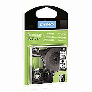 Fita Adesiva Permanente D1 Rotulador Dymo LM 19 MM X 5.5 M Preto/Branco Ref.: 16956