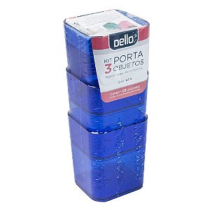 Kit com 3 Porta Objetos Dello Azul 6413-C