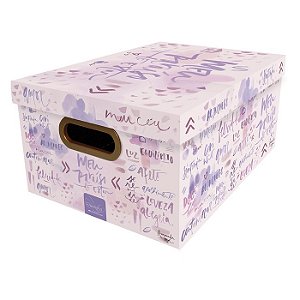 Caixa Organizadora Dello Média Estampada Palavras  Amanda Mol 2197-05