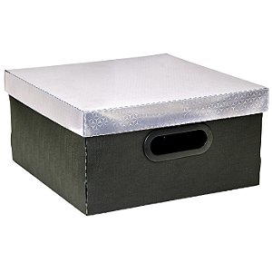 Caixa Organizadora Dello Média Metalizada Prata 2198-O