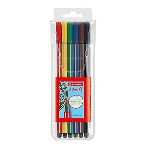 Estojo Canetas Hidrográficas Stabilo Pen 68  c/ 6 unidades