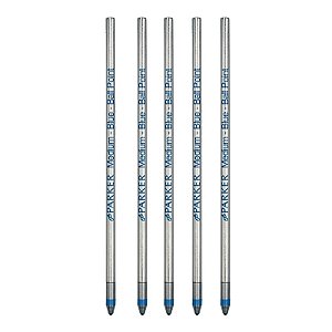 Blister Com Cinco Cargas Roller Ball Parker Azul Média S0774160