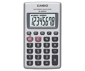 Calculadora de Bolso 08 Dígitos Corpo de Metal Prata CASIO HL-820VA-S4-DP