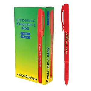 Caneta Esferográfica BP-1 Inox 0.7mm Pilot Vermelha CX C/ 12 Un