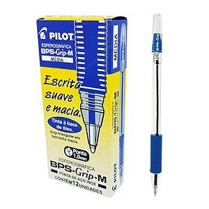 Caneta Esferográfica Pilot BP-S Grip 1.0 Azul CX C/ 12 Un