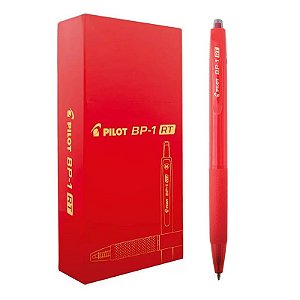 Caneta Esferográfica Pilot BP-1 RT 1.0 Retrátil Vermelha CX C/ 12 Un