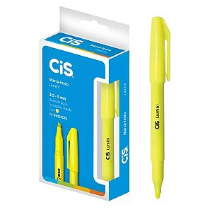 Pincel Marca Texto CIS Lumini Amarelo CX C/ 12 UN