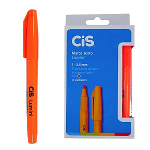 Pincel Marca Texto CIS Lumini Laranja CX C/ 12 UN