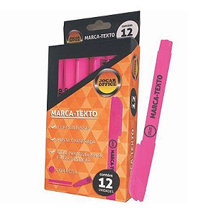 Pincel Marca Texto Jocar Office Rosa Cx C/ 12 Un