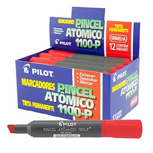 Pincel Permanente Atômico Pilot 1100-P Vermelho CX C/ 12 Un