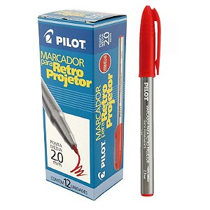 Pincel Permanente Retroprojetor 2.0 Pilot Vermelho CX C/ 12 Un