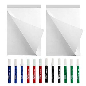 Kit 2 Blocos Flip Chart C/Picote 64x84cm 50 Fls + 12 Marcadores