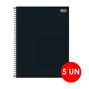 Caderno Universitário 1x1 Capa Dura 80 Fls Preto Tilibra C/5 UN