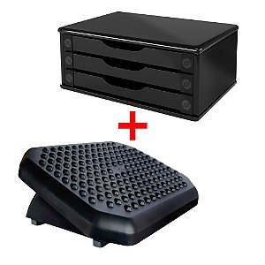 Suporte Monitor Black Piano 3 Gavetas + Apoio Pés
