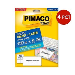 Etiqueta Pimaco InkJet+Laser Branca Carta 6283 C/4 PCT