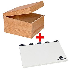 Fichario De Mesa Madeira 7x10 + Indice A/Z