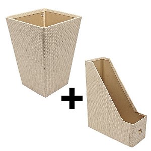 Cesto Lixo Dellogift Bege 6515.D + Porta Revista