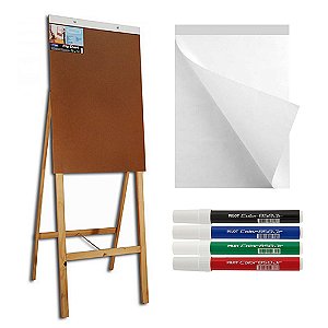 Cavalete Madeira Souza C/Bloco Flip Chart + 4 Marcadores