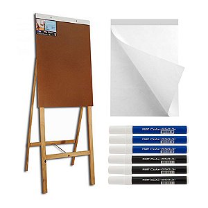 Cavalete Madeira Souza C/Bloco Flip Chart + 6 Marcadores