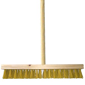 Kit Vassoura Prefeitura Nylon 60cm com Cabo de Madeira 3 UN