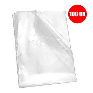 Envelope Plástico 0,20 Extra Grosso 4 Furos  A-4 PCT C/100 Unidades