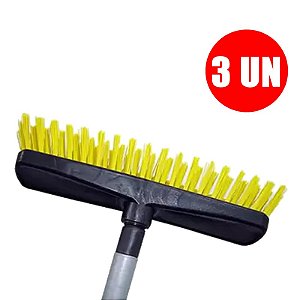 Kit Escovão Nylon 30cm C/Cabo 3 Unidades
