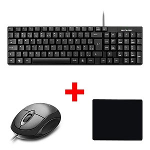 Kit Teclado Usb TC193 Multilaser + Mouse Usb Preto Multilaser Mo300 + Mouse Pad Laborpack
