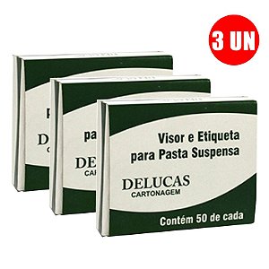 Visor e Etiqueta Pasta Suspensa Delucas CX C/50 Unidades Kit C/ 3
