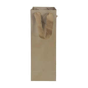 Saco de Presente para Garrafa Kraft Natural com Fita de Gorgurão 422SC