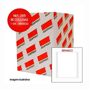 Formulário Contínuo 80 Col. 1 Via Branco Agaprint 269 com 2000 JG