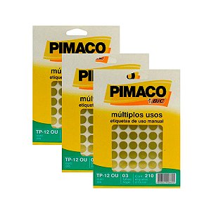 Etiqueta Adesiva Redonda Pimaco TP 12 Ouro com 210 UN - 3 PCT